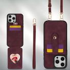 For iPhone 14 Plus Crossbody Skin Card Bag Lanyard Phone Case(Red) - 2