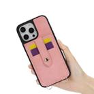 For iPhone 15 Plus Crossbody Skin Card Bag Lanyard Phone Case(Pink) - 2
