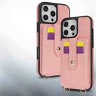 For iPhone 15 Plus Crossbody Skin Card Bag Lanyard Phone Case(Pink) - 3