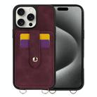 For iPhone 15 Pro Crossbody Skin Card Bag Lanyard Phone Case(Red) - 1