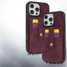 For iPhone 15 Pro Crossbody Skin Card Bag Lanyard Phone Case(Red) - 3