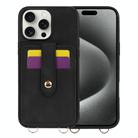 For iPhone 15 Pro Crossbody Skin Card Bag Lanyard Phone Case(Black) - 1