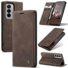 For OPPO Reno12 5G Global CaseMe 013 Multifunctional Horizontal Flip Leather Phone Case(Coffee) - 1