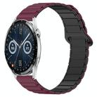 For Huawei Watch GT3 42mm Dual Color Magnetic Buckle 20mm Silicone Watch Band(Wine Red+Black) - 1