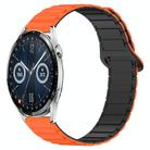 For Huawei Watch GT3 42mm Dual Color Magnetic Buckle 20mm Silicone Watch Band(Orange+Black) - 1