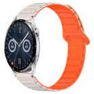 For Huawei Watch GT3 42mm Dual Color Magnetic Buckle 20mm Silicone Watch Band(Stralight+Orange) - 1