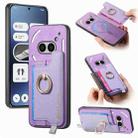 For Nothing Phone 2a Retro Magsafe Cross Leather Ring Holder Card Bag Phone Case(Purple) - 1