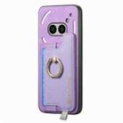 For Nothing Phone 2a Retro Magsafe Cross Leather Ring Holder Card Bag Phone Case(Purple) - 2