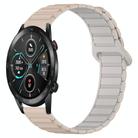 For Honor Magic Watch2 42mm Dual Color Magnetic Buckle 20mm Silicone Watch Band(Milk Tea+Rocky White) - 1