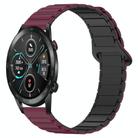 For Honor Magic Watch2 42mm Dual Color Magnetic Buckle 20mm Silicone Watch Band(Wine Red+Black) - 1