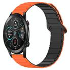 For Honor Magic Watch2 42mm Dual Color Magnetic Buckle 20mm Silicone Watch Band(Orange+Black) - 1