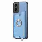 For Motorola Moto G 5G 2024 Retro Magsafe Cross Leather Ring Holder Card Bag Phone Case(Blue) - 2