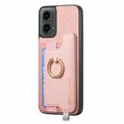 For Motorola Moto G 5G 2024 Retro Magsafe Cross Leather Ring Holder Card Bag Phone Case(Pink) - 2