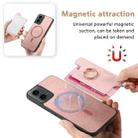 For Motorola Moto G 5G 2024 Retro Magsafe Cross Leather Ring Holder Card Bag Phone Case(Pink) - 3