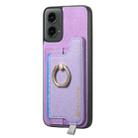 For Motorola Moto G 5G 2024 Retro Magsafe Cross Leather Ring Holder Card Bag Phone Case(Purple) - 2