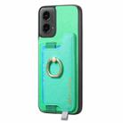 For Motorola Moto G 5G 2024 Retro Magsafe Cross Leather Ring Holder Card Bag Phone Case(Green) - 2
