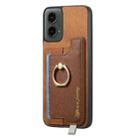 For Motorola Moto G 5G 2024 Retro Magsafe Cross Leather Ring Holder Card Bag Phone Case(Brown) - 2