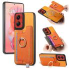For Motorola Moto G Stylus 5G 2024 Retro Magsafe Cross Leather Ring Holder Card Bag Phone Case(Yellow) - 1