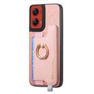 For Motorola Moto G Stylus 5G 2024 Retro Magsafe Cross Leather Ring Holder Card Bag Phone Case(Pink) - 2