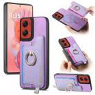 For Motorola Moto G Stylus 5G 2024 Retro Magsafe Cross Leather Ring Holder Card Bag Phone Case(Purple) - 1