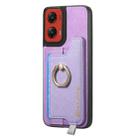 For Motorola Moto G Stylus 5G 2024 Retro Magsafe Cross Leather Ring Holder Card Bag Phone Case(Purple) - 2