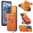 For Motorola Moto G Play 2024 4G Retro Magsafe Cross Leather Ring Holder Card Bag Phone Case(Yellow) - 1