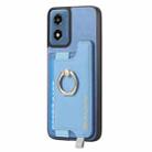 For Motorola Moto G Play 2024 4G Retro Magsafe Cross Leather Ring Holder Card Bag Phone Case(Blue) - 2