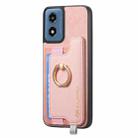 For Motorola Moto G Play 2024 4G Retro Magsafe Cross Leather Ring Holder Card Bag Phone Case(Pink) - 2