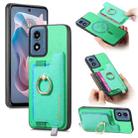 For Motorola Moto G Play 2024 4G Retro Magsafe Cross Leather Ring Holder Card Bag Phone Case(Green) - 1