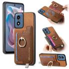 For Motorola Moto G Play 2024 4G Retro Magsafe Cross Leather Ring Holder Card Bag Phone Case(Brown) - 1