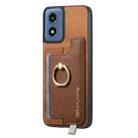 For Motorola Moto G Play 2024 4G Retro Magsafe Cross Leather Ring Holder Card Bag Phone Case(Brown) - 2