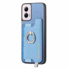 For Motorola Moto G Power 2024 5G Retro Magsafe Cross Leather Ring Holder Card Bag Phone Case(Blue) - 2