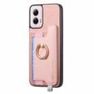 For Motorola Moto G Power 2024 5G Retro Magsafe Cross Leather Ring Holder Card Bag Phone Case(Pink) - 2