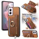 For Motorola Moto G Power 2024 5G Retro Magsafe Cross Leather Ring Holder Card Bag Phone Case(Brown) - 1