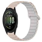 For Garmin Forerunner 165 Dual Color Magnetic Buckle 20mm Silicone Watch Band(Milk Tea+Rocky White) - 1