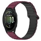 For Garmin Forerunner 165 Dual Color Magnetic Buckle 20mm Silicone Watch Band(Wine Red+Black) - 1