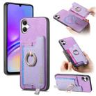For Samsung Galaxy XCover 7 Retro Cross Leather Ring Horizontal Insert Card Bag MagSafe Phone Case(Purple) - 1