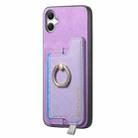 For Samsung Galaxy XCover 7 Retro Cross Leather Ring Horizontal Insert Card Bag MagSafe Phone Case(Purple) - 2