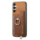 For Samsung Galaxy A35 5G Retro Cross Leather Ring Horizontal Insert Card Bag MagSafe Phone Case(Brown) - 2