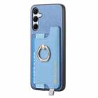 For Samsung Galaxy A35 5G Retro Cross Leather Ring Horizontal Insert Card Bag MagSafe Phone Case(Blue) - 2