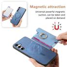 For Samsung Galaxy A35 5G Retro Cross Leather Ring Horizontal Insert Card Bag MagSafe Phone Case(Blue) - 3