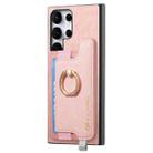 For Samsung Galaxy S24 Ultra 5G Retro Magsafe Cross Leather Ring Holder Card Bag Phone Case(Pink) - 2