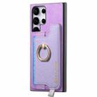 For Samsung Galaxy S24 Ultra 5G Retro Magsafe Cross Leather Ring Holder Card Bag Phone Case(Purple) - 2