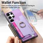 For Samsung Galaxy S24 Ultra 5G Retro Magsafe Cross Leather Ring Holder Card Bag Phone Case(Purple) - 3