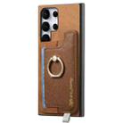 For Samsung Galaxy S24 Ultra 5G Retro Magsafe Cross Leather Ring Holder Card Bag Phone Case(Brown) - 2