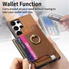 For Samsung Galaxy S24 Ultra 5G Retro Magsafe Cross Leather Ring Holder Card Bag Phone Case(Brown) - 3