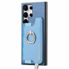 For Samsung Galaxy S24 Ultra 5G Retro Magsafe Cross Leather Ring Holder Card Bag Phone Case(Blue) - 2