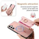 For Samsung Galaxy S24+ 5G Retro Magsafe Cross Leather Ring Holder Card Bag Phone Case(Pink) - 3