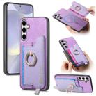 For Samsung Galaxy S24+ 5G Retro Magsafe Cross Leather Ring Holder Card Bag Phone Case(Purple) - 1