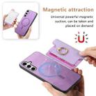 For Samsung Galaxy S24+ 5G Retro Magsafe Cross Leather Ring Holder Card Bag Phone Case(Purple) - 3